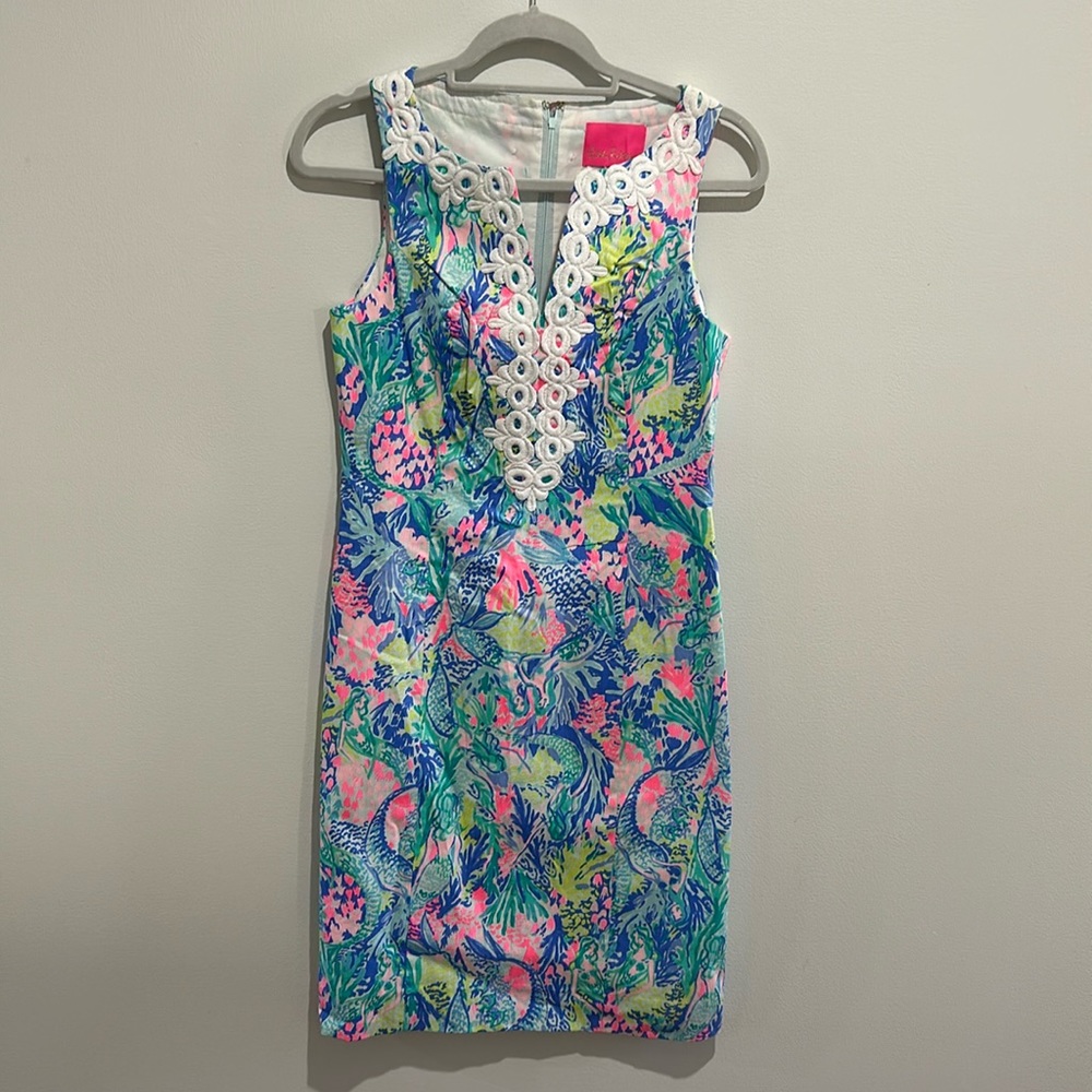 NWT Lilly Pulitzer Gabby Stretch Shift Dress Mermaids Cove- size 4